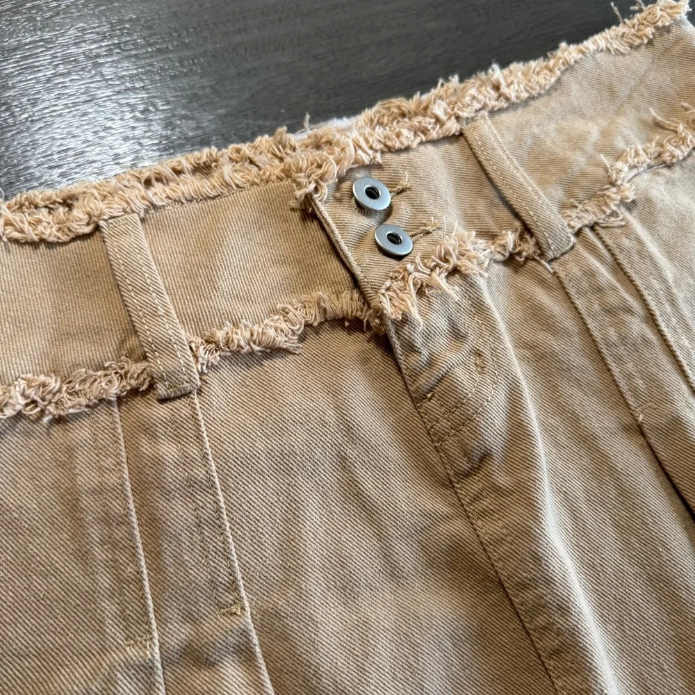 I.AM.GIA Khaki Tan Denim Micro Mini Skirt Distressed M